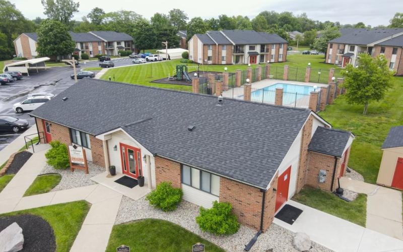 aerial shot of leasing office